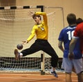 Handball team man goalie ball Royalty Free Stock Photo