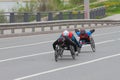 Handbiker on marathon. Kazan, Russia