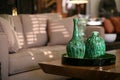 Handblown glass vases in an urban living room