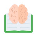 Handbook with human brain concept icon of smart book, trendy vector of ai book