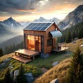 a handbuilt tiny house nestled in the mountainswi a beautiful home Royalty Free Stock Photo