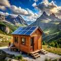 a handbuilt tiny house nestled in the mountainswi a beautiful home Royalty Free Stock Photo