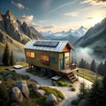 a handbuilt tiny house nestled in the mountainswi a beautiful home Royalty Free Stock Photo