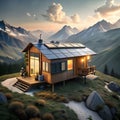 a handbuilt tiny house nestled in the mountainswi a beautiful home Royalty Free Stock Photo