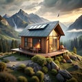 a handbuilt tiny house nestled in the mountainswi a beautiful home Royalty Free Stock Photo