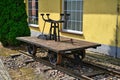 A handcar standing on the tracks Royalty Free Stock Photo