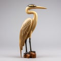 Handcarved Heron Wood Carving In Mori Kei Style