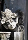 Handcarved statue of a man dressed for a temple visit in Bali