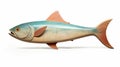 Sleek Carved Wood Fish Sculpture On White Background