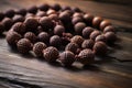 handcarved wooden prayer beads lying on a wooden table