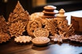 handcarved wooden trinkets on a table Royalty Free Stock Photo