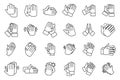 Handclap icons set outline vector. Acclaim body Royalty Free Stock Photo
