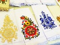 Handcraft souvenirs with flowers embroidery, Ecuador Royalty Free Stock Photo