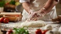 Handcrafted Artisan Pizza Dough Preparation Royalty Free Stock Photo