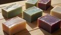 Handcrafted Artisan Soap Bars on Wooden Surface