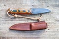 Handcrafted blackened steel knife with sheath