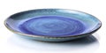 Handcrafted Blue Ceramic Round Plate A Unique RusticChic Addition to Your Elegant Dining Tableware Collection Royalty Free Stock Photo