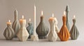 These handcrafted candles arranged in a geometric fashion add a contemporary and artistic touch to any room. 2d flat Royalty Free Stock Photo