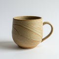 Handcrafted ceramic mug displaying a speckled beige surface with subtle brown Royalty Free Stock Photo