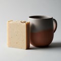 A handcrafted ceramic mug with a Royalty Free Stock Photo
