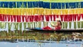 Handcrafted colorful lotus fabrics made from lotus fibers in Inle Lake, Shan State in Myanmar.