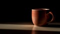 Handcrafted earthenware mug sits empty on table generated by AI