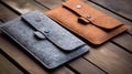 Handcrafted Felt Cases In Dark Gray And Light Brown