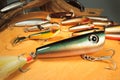 Handcrafted fishing lures Royalty Free Stock Photo