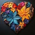 Handcrafted Floral Polymer Clay Heart. Artistic Heart, Love Symbol For Valentine\'s day