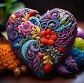 Handcrafted Floral Polymer Clay Heart. Artistic Heart, Love Symbol For Valentine\'s day