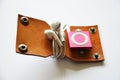 Handcrafted genuine leather pocket for keep earphone cable