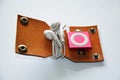 Handcrafted genuine leather pocket for keep earphone cable