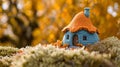 Handcrafted Knitted Home Model in a Garden Setting. Generative ai