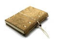 Handcrafted leather notebook with a cord closing system.