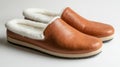 Handcrafted leather slippers featuring luxurious wool lining for unmatched comfort and style Royalty Free Stock Photo