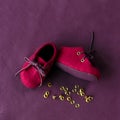 Handcrafted merino wool baby shoes Royalty Free Stock Photo