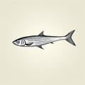 Handcrafted Minimalistic Fishing Striped Bass Illustration Royalty Free Stock Photo