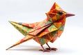 Colorful Origami Paper Bird on White Background Royalty Free Stock Photo