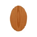 Handcrafted oval wooden signboard with place for promotion or advertisement. Aged ellipse-shaped board isolated on white