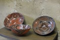 Handcrafted pottery bowls at the Tianguez Cultural Center, Plaza de San Francisco, Quito, EC Royalty Free Stock Photo