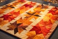 handcrafted quilt with seasonal autumn design