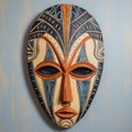 Handcrafted Tribal Mask Painted On Wood Cabinet - Indigenous Culture Inspired Art