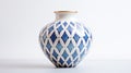 Geometric Pattern Blue And White Vase With Vintage Charm