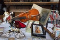 Handcrafted Violin and other Souvenirs exhibited in the Showcase of the Stradivari Historical Shop in Cremona