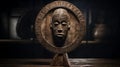 Handcrafted Wooden African Head Table With Ancient World Motifs