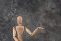 Handcrafted wooden man figure mannequin model dummy doll on background. Copy space Royalty Free Stock Photo