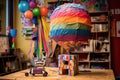 handcrafting pinata base with balloon and paper mache