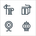 handcrafts line icons. linear set. quality vector line set such as chinese lantern, button, patchwork