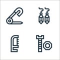 handcrafts line icons. linear set. quality vector line set such as screw, saw, earrings
