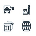 handcrafts line icons. linear set. quality vector line set such as barrel, cross stitch, ink